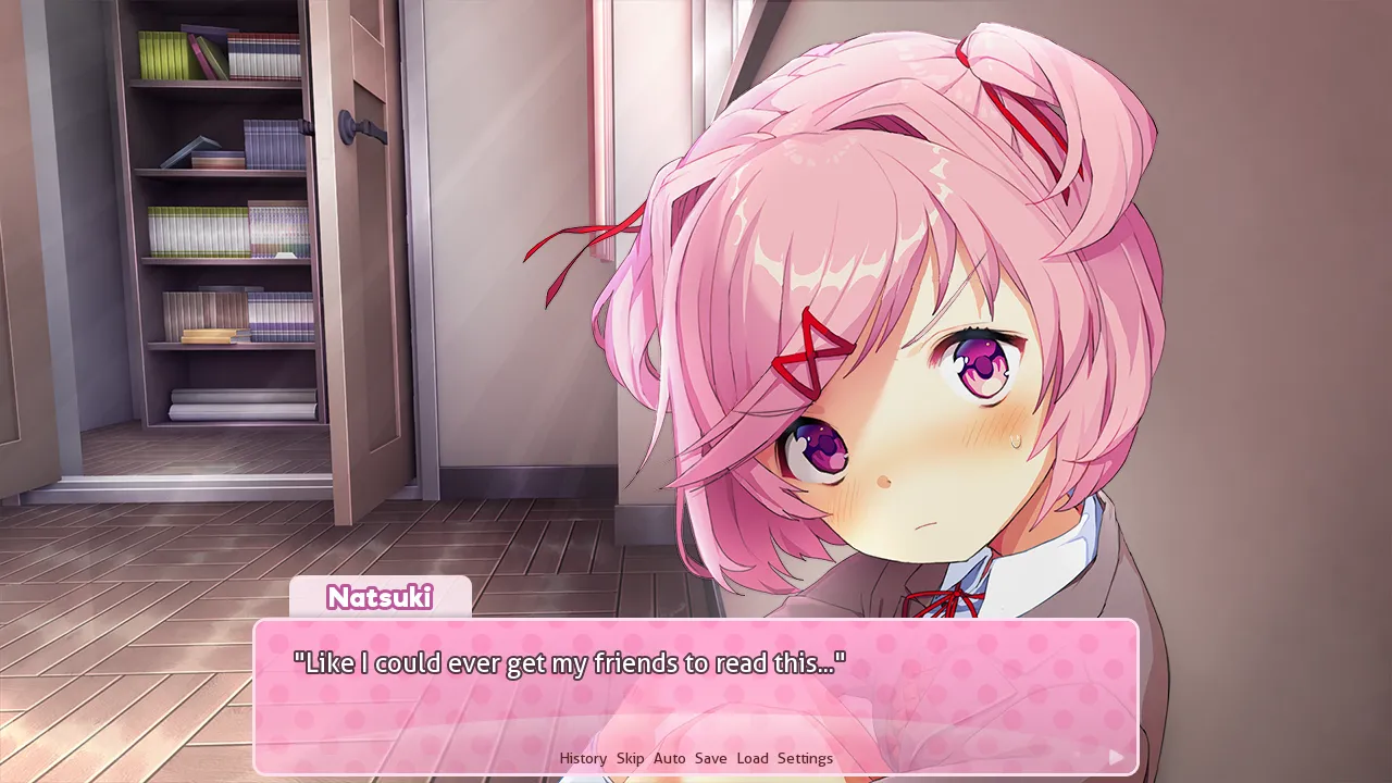 Doki Doki Literature Club Natsuki blushing