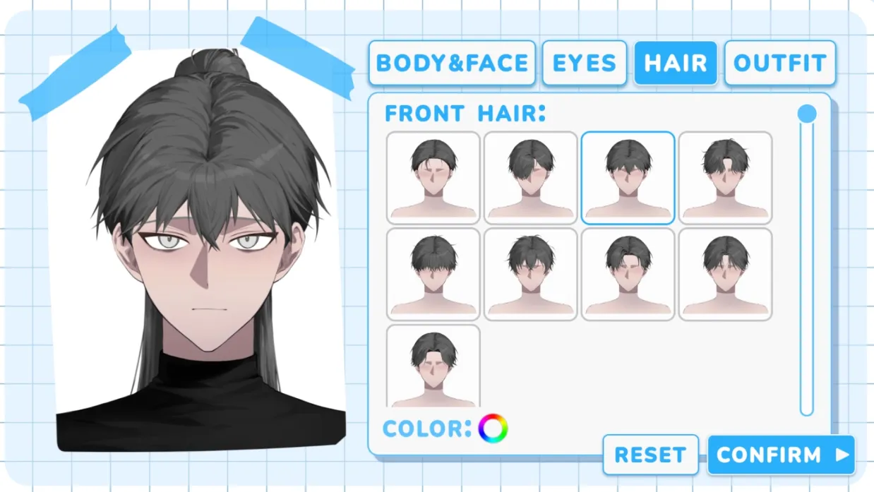 Knee Deep character creator hair selection