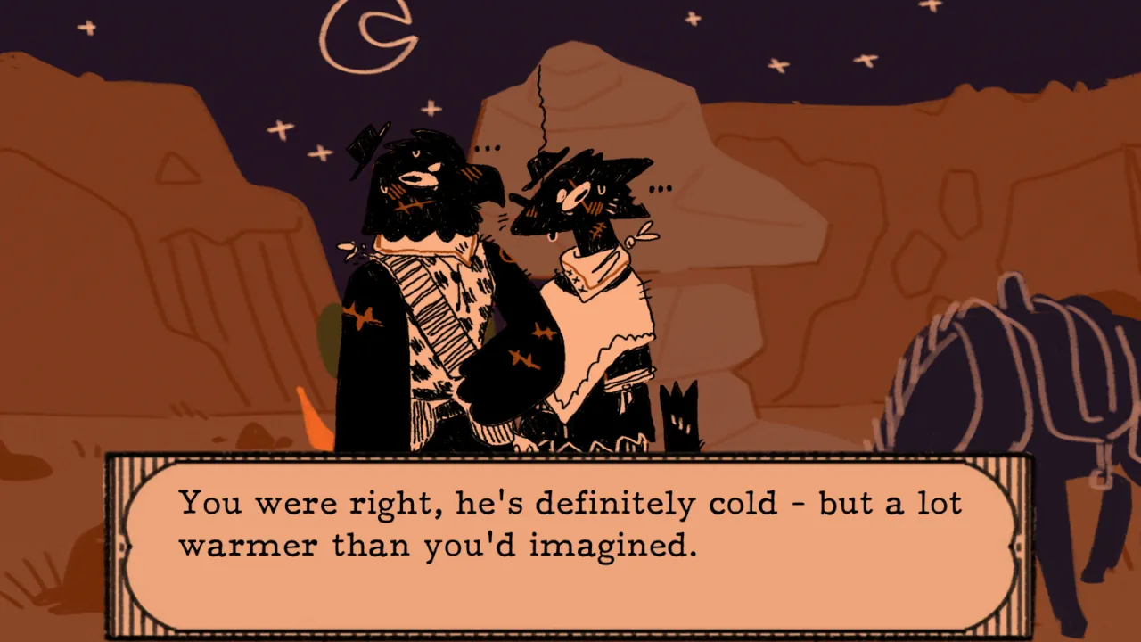 Lookouts two outlaws at night in the desert